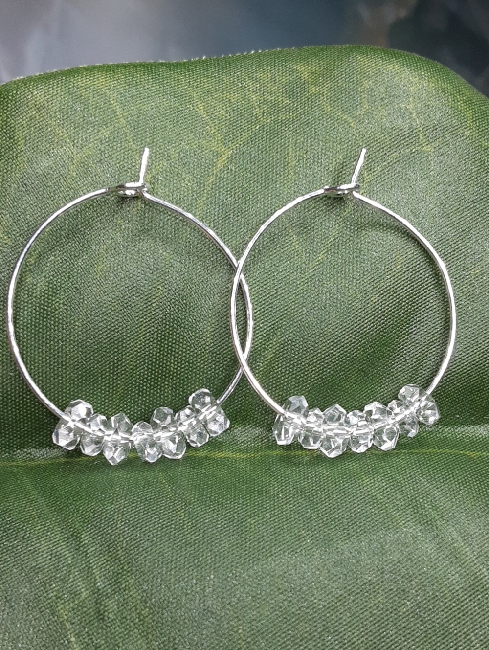 Stainless Steel, Genuine Herkimer Diamond Quartz Hoops, Small. PRICE IS FIRM.